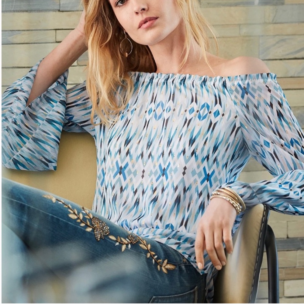 WHBM GOLD EMBROIDERED FLORAL GIRLFRIEND JEANS - Picture 5 of 5